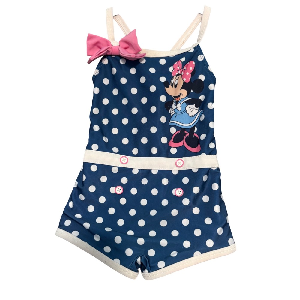 Disney Parks Baby Swimsuit Minnie Mouse Polka Dot Bow One PieceGirl 18-24M Blue